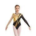 thumbnail image 2 of Haitryli Kids Girls Long Sleeve Gymnastic Leotard Metallic Dance Skating Unitard Dancewear A Gold 6, 2 of 7