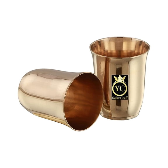 Bronze Glasses Set Pack Of 2 - Kansa Glasses Set - Approx. 190gm Weight Single Glass