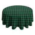 thumbnail image 4 of Green Black Checkerboard Checkered Pattern Round Tablecloth 60"x60",Wrinkle Wipeable Table Cloth for Kitchen Dining Room Picnic Patio Party, 4 of 6