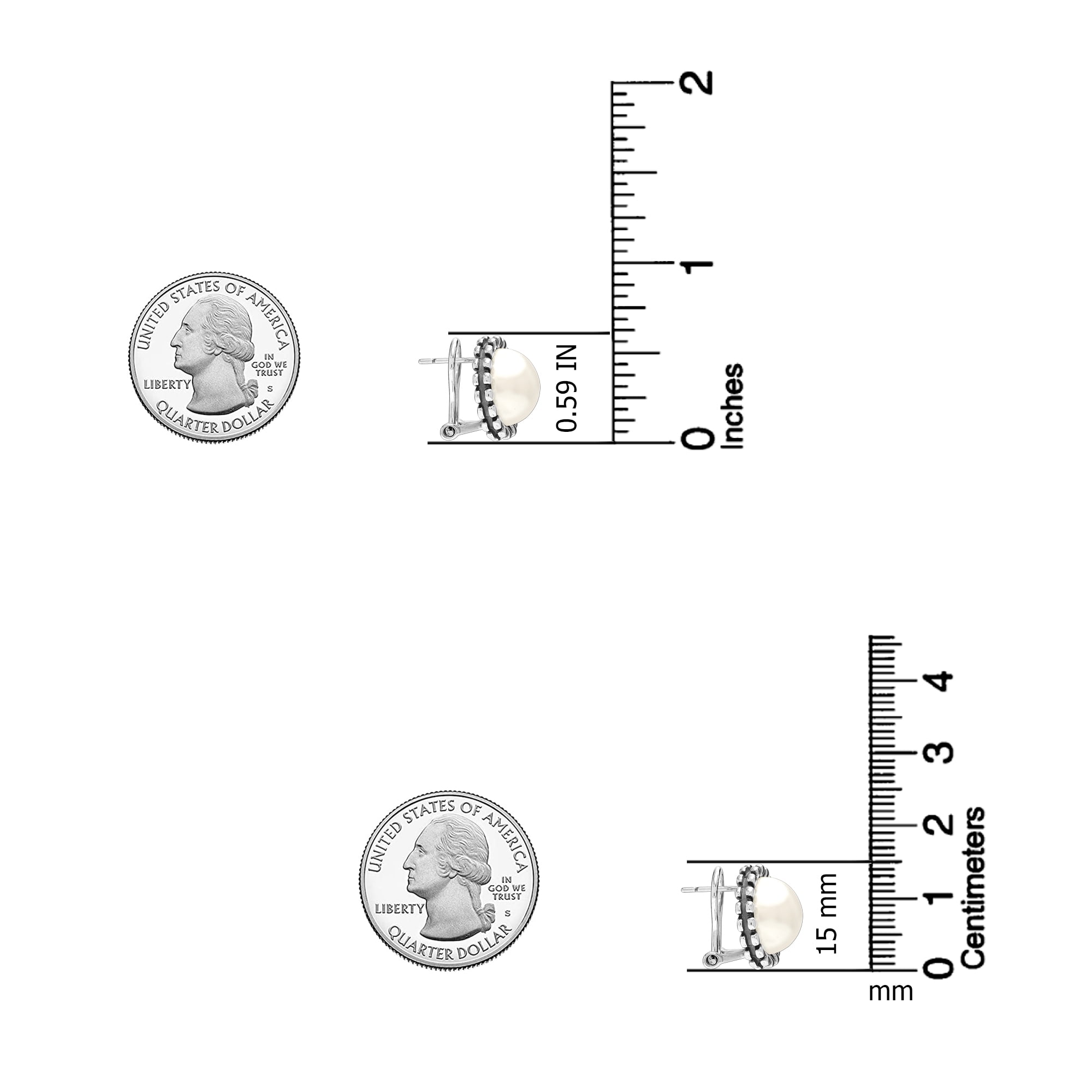 LeCalla 925 Sterling Silver Hypoallergenic Pearl Omega Back Stud Earrings for Women and Teen 15MM