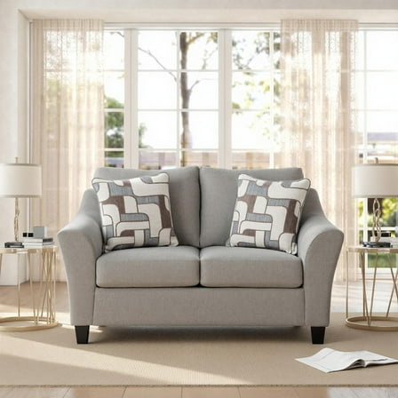 Roundhill Furniture Elaris Contemporary Flared Arm Loveseat with Soft Chenille Upholstery, Taupe