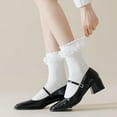 thumbnail image 2 of YooGuoGuo Womens Crew Socks Lace Ruffle Frilly Cotton Cute Princess Ankle Dress Socks for Girl 4 Pack, 2 of 8