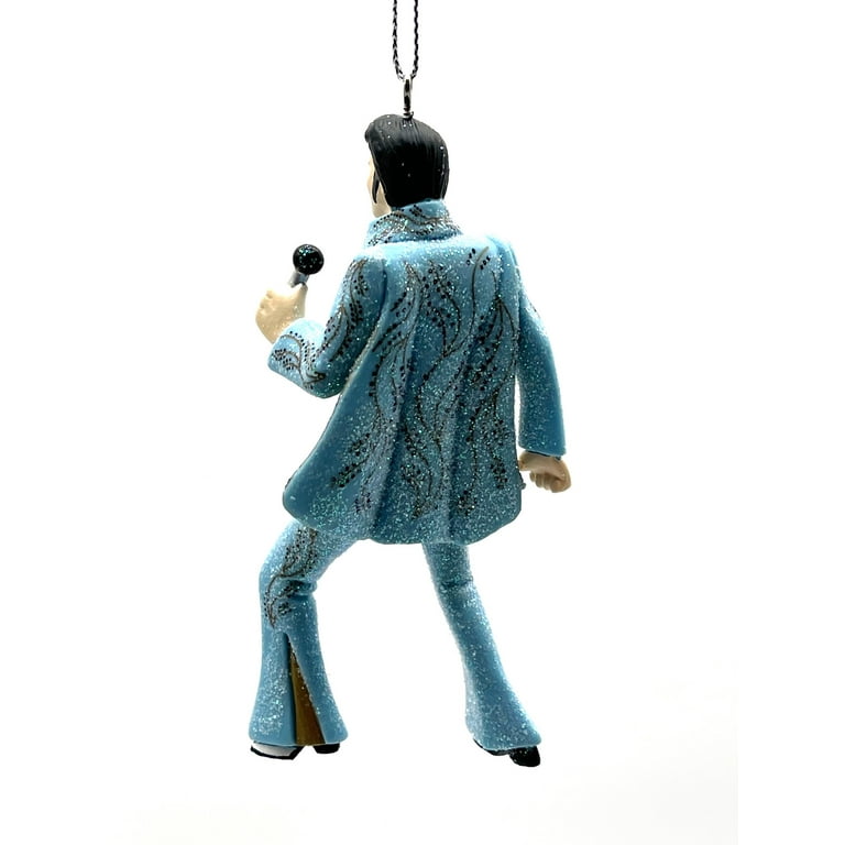 Blue Suit Elvis Presley with Microphone Christmas Tree Ornament