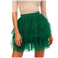 thumbnail image 5 of Felirenzacia Tulle Skirts for Women Mini Fairy Skirt Tutu A-Line Mesh Layered High Elastic Waist Skirts, Army Green,S, 5 of 5
