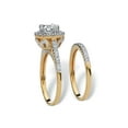 thumbnail image 2 of 1.79 TCW Round Cubic Zirconia 18k Gold-Plated Bridal Engagement Ring Wedding Band Set, 2 of 4