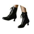 thumbnail image 3 of Guttear Victorian Boots for Women Vintage Lace Up Ankle-High Booties Costume Goth Booties Halloween Witch Stuff Cuban Heel Granny Boots, 3 of 8