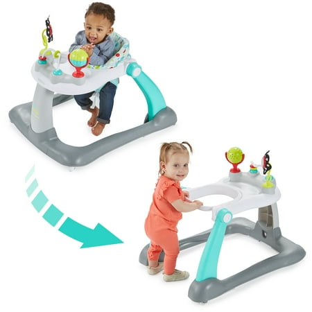 UPC: 0031878268872 | Kolcraft Tiny Steps 2-in-1 Baby Walker Foldable Seated or Walk-Behind Baby Girl or Boy – Bubbles