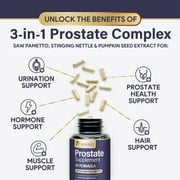 Prostate Health Supplements for Men - 3X Strength with Saw Palmetto Blend Stinging Nettle Root & Pumpkin Seed Support Complex - Supports Bathroom Trips Prostate & Urinary Health - 60 Capsules