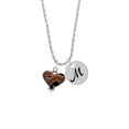 thumbnail image 2 of Delight Jewelry Two-tone Enamel Cheetah Print Heart Silvertone Script Initial Disc - M - Charm Necklace, 20"+3", 2 of 4