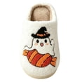 thumbnail image 6 of YgkuHd Women's Cute Ghost Slippers Halloween House Shoes with Candy Witch Hat Soft Fuzzy Indoor Sliders Warm Winter Bedroom, 6 of 7