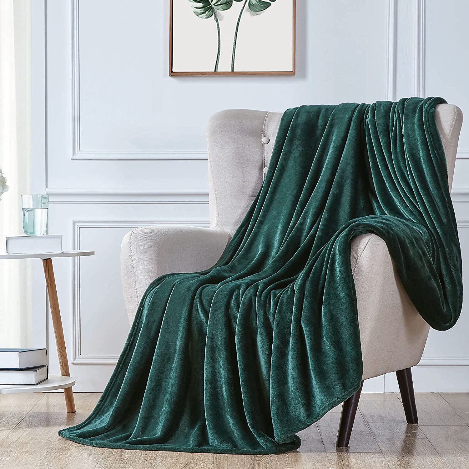 Green 50x60 Fleece Blankets Throw Size Green Throw Blankets for Couch Christmas Decorations Gifts for Women Cozy Bed Blankets Microfiber Dual Sided Fuzzy Throw Fit Sofa Thick Blanket Plush Warm