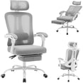 thumbnail image 1 of Office Chair,Swivel Task Chair with Adjustable Lumbar Support,Home Office Chair with Footrest,Mesh High Back Gaming Chair Off White, 1 of 7