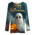 thumbnail image 4 of jobturf Halloween Shirts for Women Pumpkin Printed Cute Long Sleeve T Shirts Novelty Ghost Graphic Tops Fall Tee Fashion Festival Gift, 4 of 5
