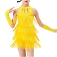 thumbnail image 2 of MKOSPLRT Justaucorps à Franges pour Filles Enfants avec Robe à Franges Sans Manches à Col Licou Robe Mini Samba Rumba Fête Cha-Cha Tenue de Danse Robes de Fête Vintage, 2 of 3