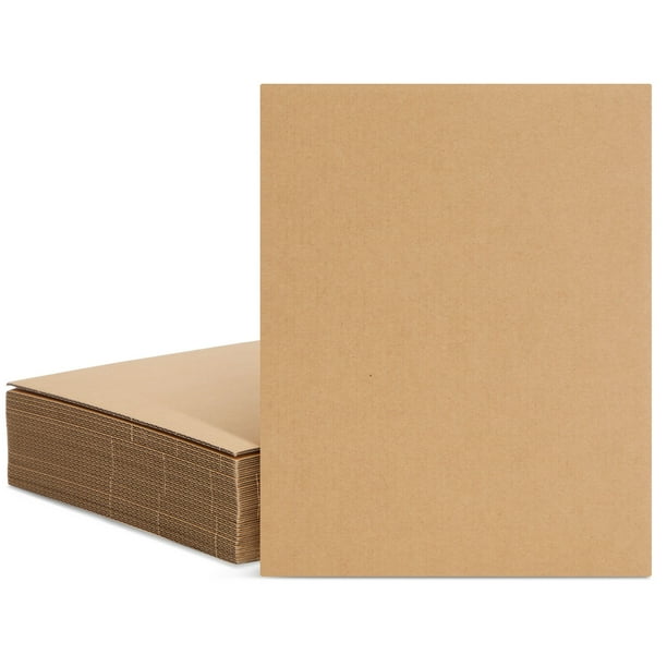 25 Pack Corrugated Cardboard Sheets, 8x10 Flat Card Boards Inserts for