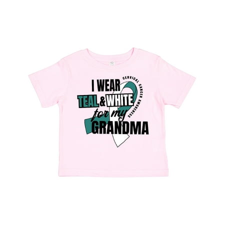 

Inktastic I Wear Teal and White for My Grandma Cervical Cancer Awareness Gift Toddler Boy or Toddler Girl T-Shirt