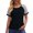 #0284-Black, variant on Womens Raglan Sleeve T-Shirt Color Block Rolled Cuffs Crew Neck Casual Tee Loose Fit Summer Tops
