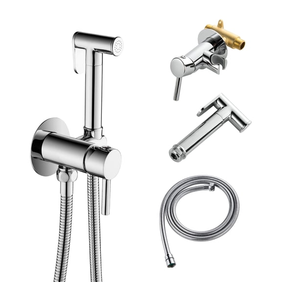 Cobbe Wall Mounted Adjustable Temperature Handheld Bidet Sprayer for Toilet Bathroom Toilet Bidet Attachment for Wash Chrome