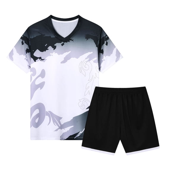 KEXE Size 8 Boys Clothes Tween Boys Clothes Summer Short Sleeve Top & Shorts Set 2-Piece Casual Outfit(7-8 Years,Black)