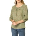 thumbnail image 6 of MODA NOVA Juniors Blouse Floral Print 3/4 Raglan Sleeve Round Neck Tops Green M, 6 of 6