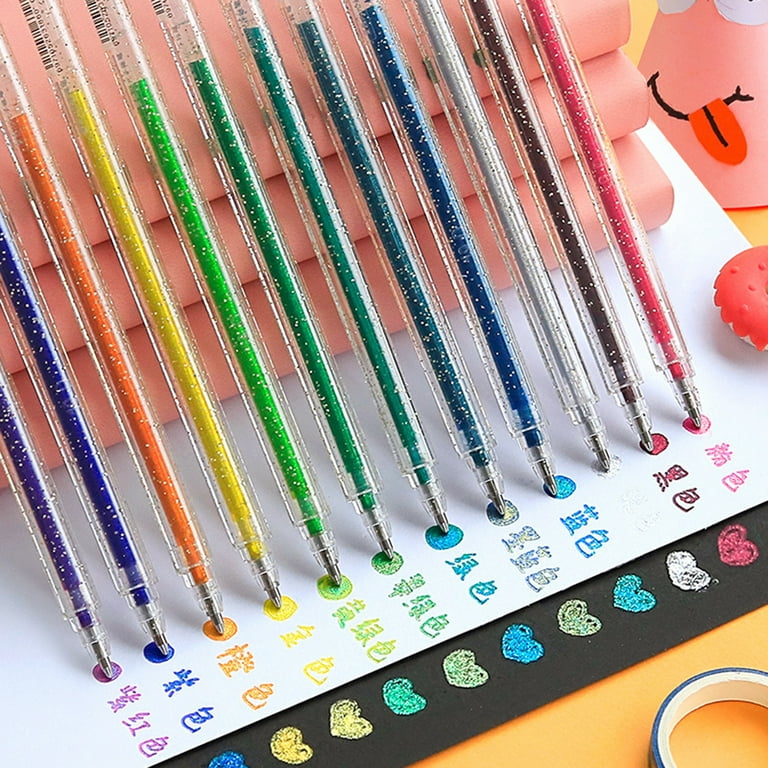 Colored Gel Pens 12 Pcs/Set Glitter Ballpoint Pen for Scrapbooking Drawing  Supplies Kawaii Stationery & Office For School