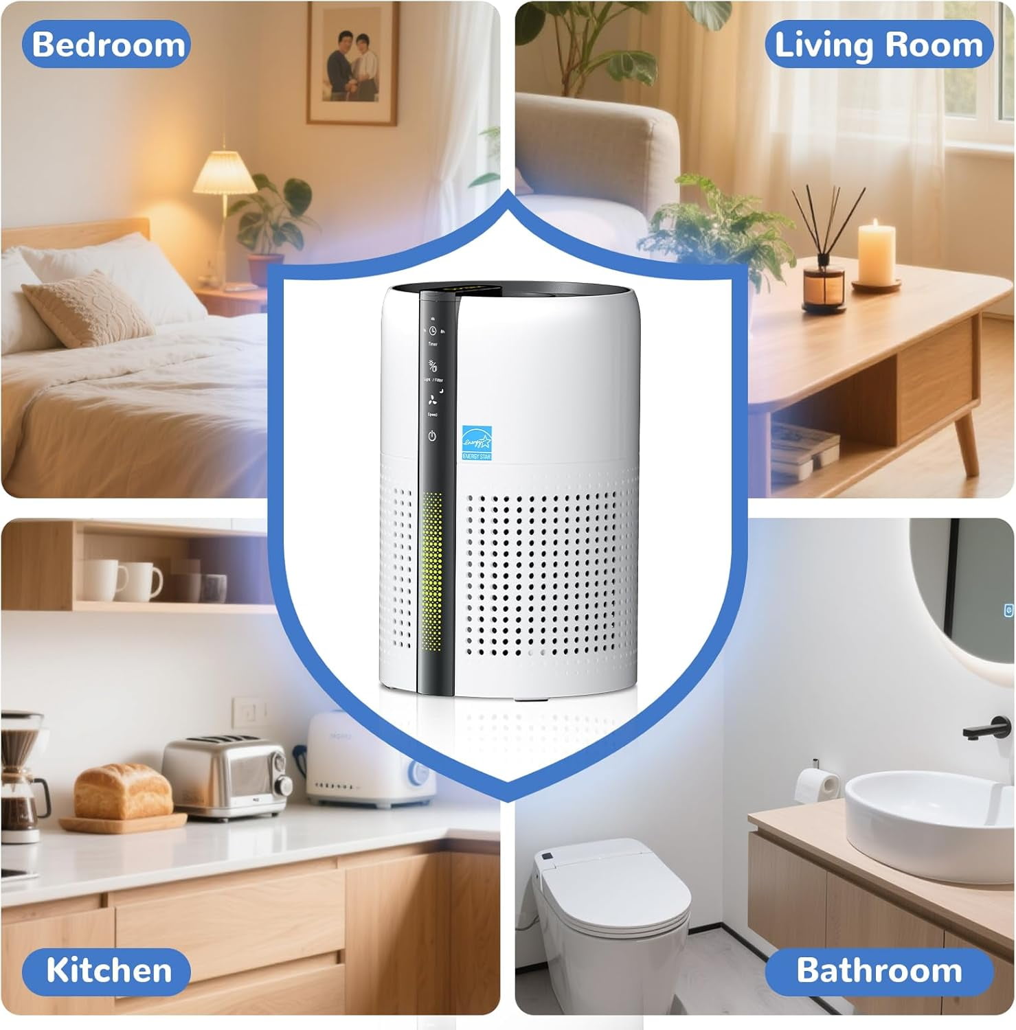 Litter Deodorizer, 99% Activated Carbon Adsorption Plug in Freshener for Home, Litter Box, Kitchen, Bathroom, Ion Purifier Quiet Portable