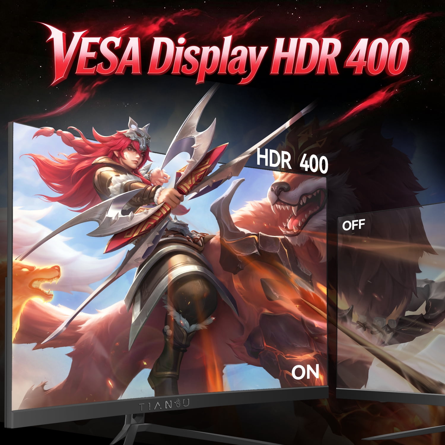 ETiansu 32-Inch Curved 4K Gaming Monitor, 160Hz VA Panel, 1ms, HDMI 2.1, AMD FreeSync & G-Sync Compatible, HDR400, Built-in Speakers, VESA