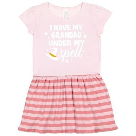 

Inktastic I Have My Grandad Under My Spell with Cute Witch Hat Gift Toddler Girl Dress