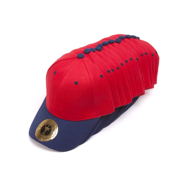 Top Headwear 12-Pack Adjustable Baseball Hat - Red/Navy