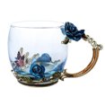 thumbnail image 1 of CAROOTU Enamel Coffee Tea Cup Mug 3D Rose Butterfly Glass Cups Wedding Gift, 1 of 6