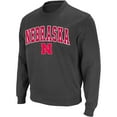 thumbnail image 2 of Men's Colosseum Charcoal Nebraska Huskers Arch & Logo Crew Neck Sweatshirt, 2 of 5