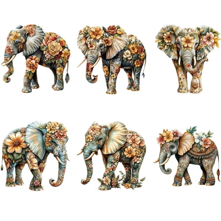 1 Set 4Pcs 4 Styles Plastic Heat Transfer Film Logo Stickers Set for DIY T-Shirt Bags Elephant 220~230x203~233mm 1pc/style