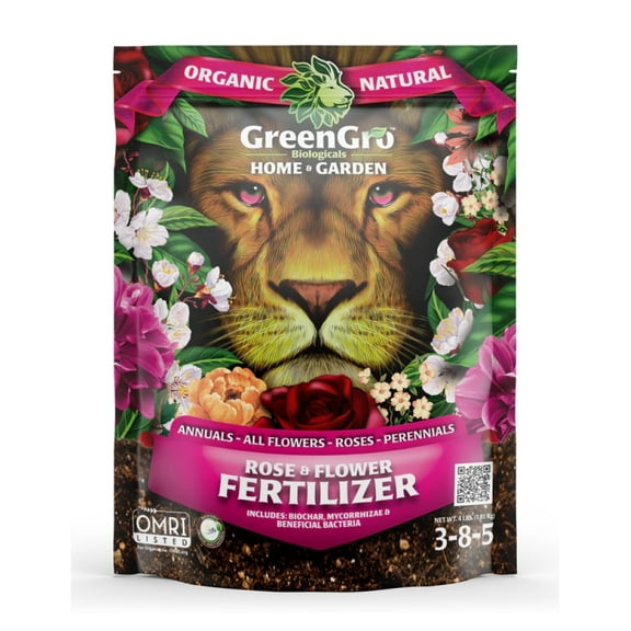 Rose & Flower Fertilizer - Natural and Organic OMRI Listed - 4 lb Bag by GreenGro Biologicals