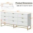 Mory Wide Dresser, 9 Drawers, Embossed Herringbone Pattern, White main image 0