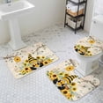 thumbnail image 3 of Bees Dwarfs Bathroom Rugs Set Yellow Sunflowers Branch Spring Flower Plant Vintage Non Slip Absorbent Soft Bath Mats 3 Piece Set with Bathroom Rug, U-Shaped Floor Mat, Toilet Seat Cover Small Size, 3 of 9