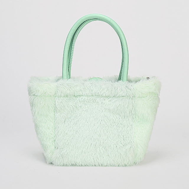 Bolso satchel peludo para mujer bandolera esponjosa de Color sólido bolso diario de invierno para mujer