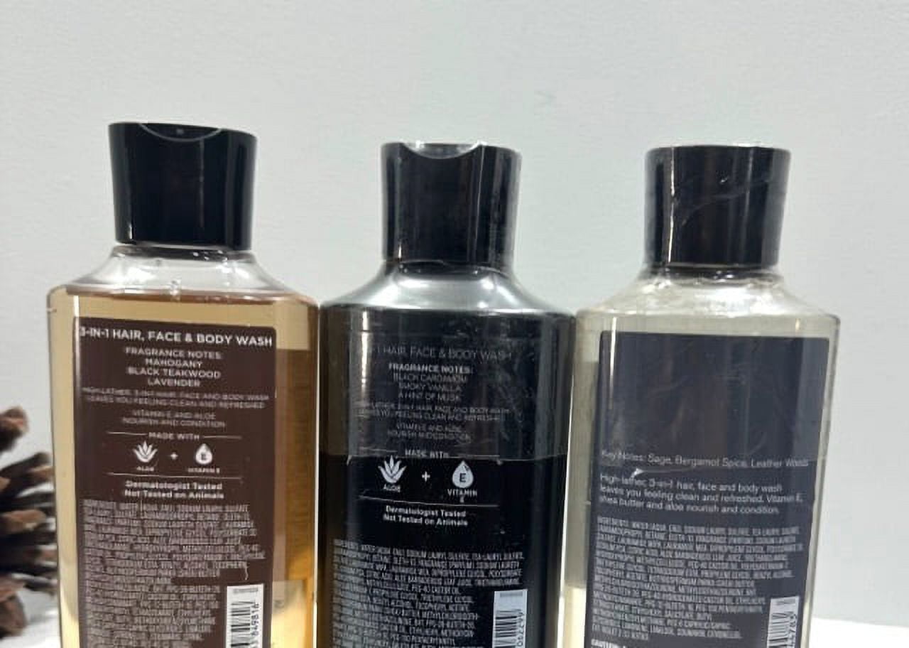 Bath & Body Works Men's Collection 3-in-1 Hair, Face & Body Wash Trio Set, 10 fl oz (Teakwood, Noir and Graphite) - Walmart.com Bath & Body Works Men's Collection 3-in-1 Hair, Face & Body Wash Trio Set, 10 fl oz (Teakwood, Noir and Graphite) - Walmart.com