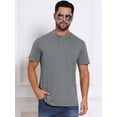 thumbnail image 4 of DARING DIVA Men's Henley Crew Neck Short Sleeve Button Down T-Shirt M Gray, 4 of 7