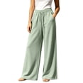 thumbnail image 2 of VV AVEORS Womens Wide Leg Sweatpants Drawstring Baggy Sweat Pants With Pockets Elastic Waisted Lounge Casual Trousers Cyan L, 2 of 6