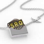 Locket Necklace SRQ Airport Code for Sarasota in a silver Envelope Neonblond