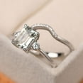 thumbnail image 2 of Simple green amethyst engagement rings sets, curve wedding band,sterling silver stacking ring, 2 of 3