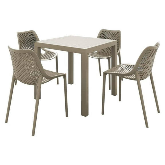 Compamia Air Square Dining Set with 4 Chairs Taupe
