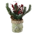 thumbnail image 2 of Northlight 12" Green Artificial Berries and Frosted Pine Needles Christmas Tabletop Decor, 2 of 2
