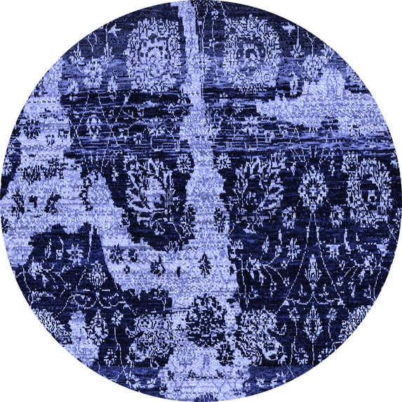 Ahgly Company Indoor Round Abstract Blue Modern Area Rugs, 3' Round