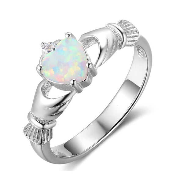 Heart Shaped Ring Gold Inlay 24K White Gold Plated Wedding Band Artificial Gemstones Promise Ring Anniversary Jewelry Gift for Her