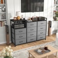 thumbnail image 2 of EnHomee Dresser for Bedroom with 11 Drawers Dressers Black Dresser & Chests of Drawers,Long Dresser TV Stand with Shelf,39.4" H Dresser with Sturdy Metal Frame & Wood Top,Fabric Dresser,Gray, 2 of 7
