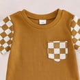 thumbnail image 4 of CAICJ98 Newborn Baby Boy Girl Clothes Checkered Plaid Romper Jumpsuit Short Sleeve One-Piece Bodysuit Infant Summer Outfit (Brown,12-18 Months), 4 of 4