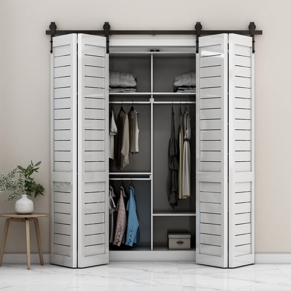 CCJH 8FT Bi-Folding Barn Door Hardware Kit, Heavy Duty Carbon Steel "Barn Door Hardware Kit"