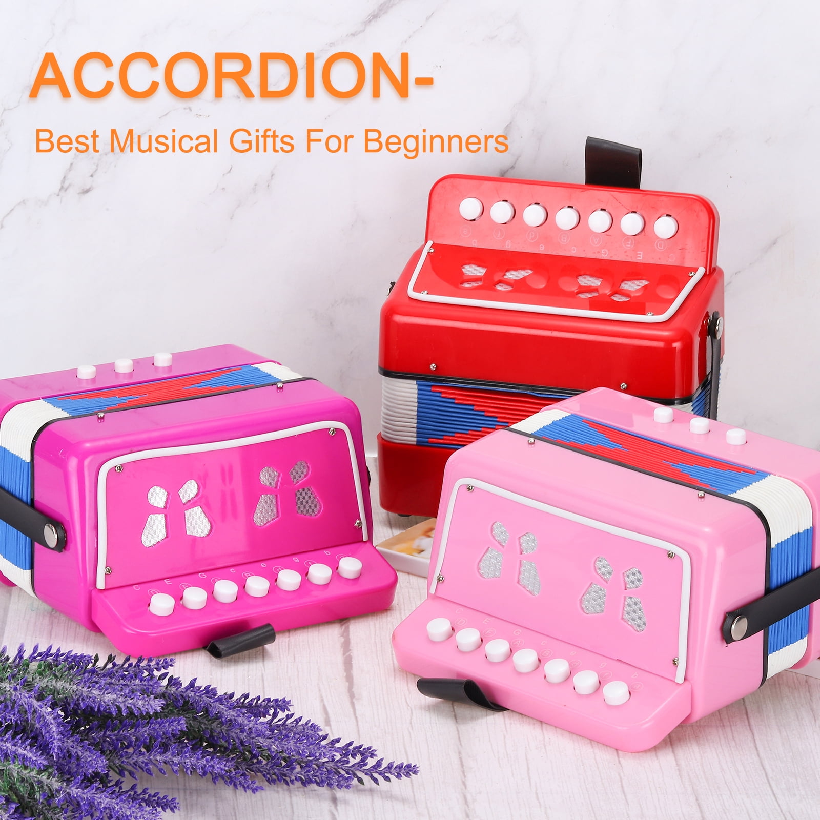 Uxcell Accordion 10 Keys Button Accordion Mini Musical Instrument Gifts, Black