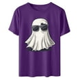 thumbnail image 2 of CLOISE Halloween Tops for Women Plus Size Trendy Halloween Ghost Graphic Blouses Short Sleeve Crewneck Tees Basic Loose Oversized Tops Spooky Holiday Clothes Fall Gift, 2 of 3